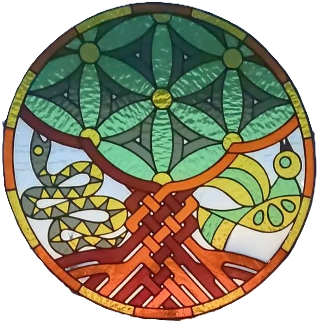 STIKLO-PASAKA-MEDIS-VITRAZAS STAINED GLASS GLASSTALE didelis