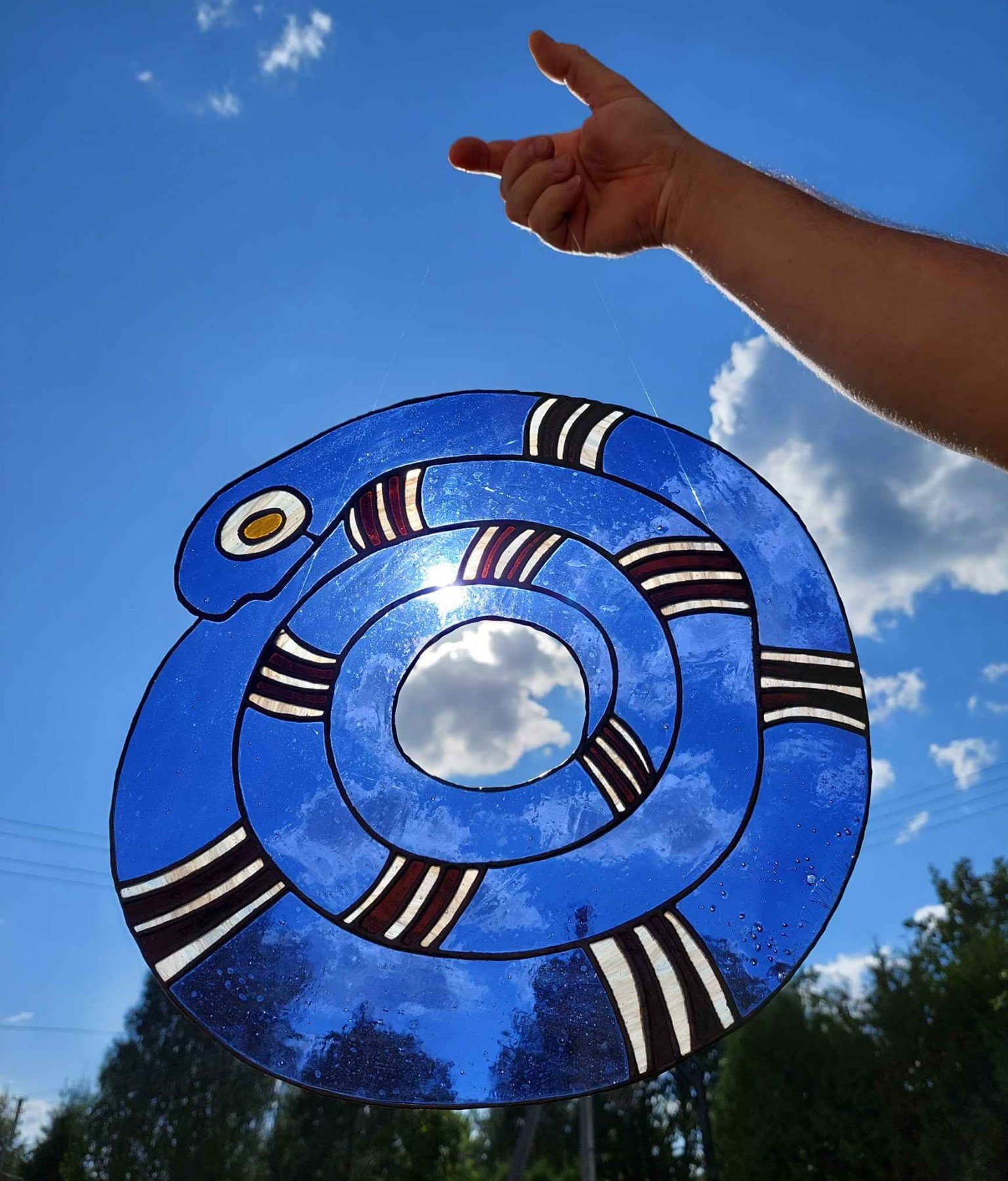 vitražas žaltys pakabinamas stained glass glasstale